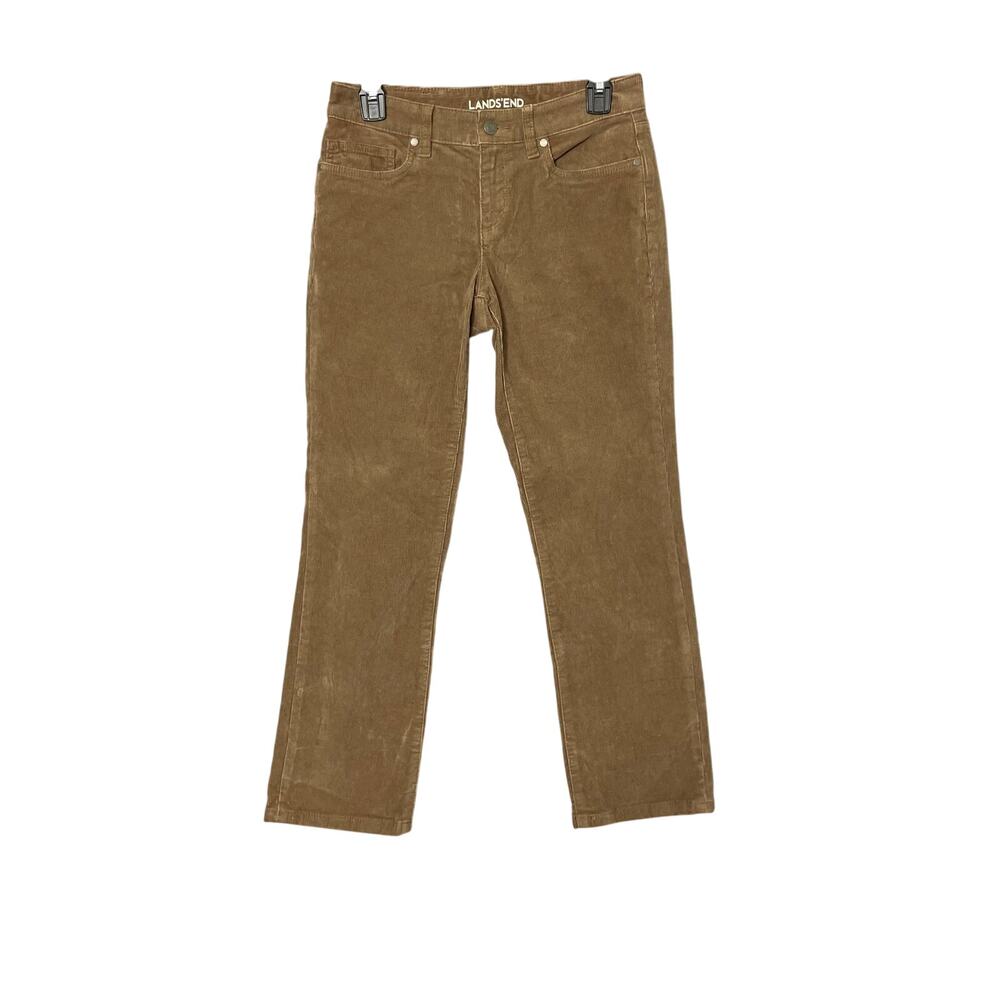 Land’s End Taupe Brown Corduroy Mid Rise Cropped Straight Leg Pants Size 2